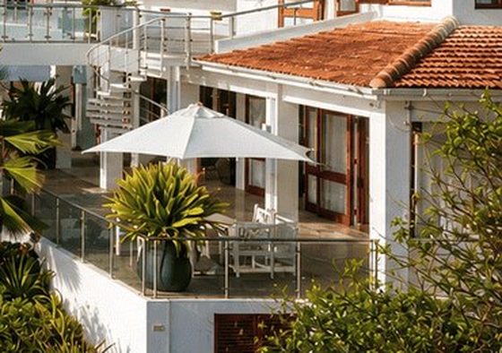 A shaded ocean-view terrace at My Amani